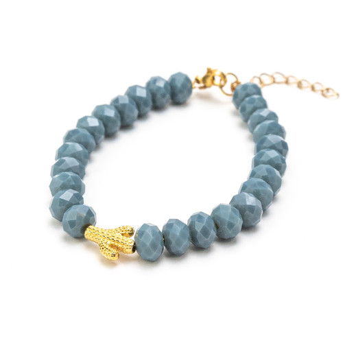 Tereza of Naxos Smoke Gray Sparkly Rocks & Gold Cactus Bracelet Jewellery 35 € Tereza's Greek Concept Store