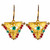 Burgundy Red and Petrol Green Fylachto Talisman Earrings in Gold Plated Silver