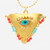 Gold-plated silver 925 necklace with turquoise evil eye charm and coral & light blue beads inspired by the Filakto, a triangular good luck charm traditionally handmade for newborn family members.