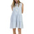 Striped Sleeveless Dress in Light Blue & White