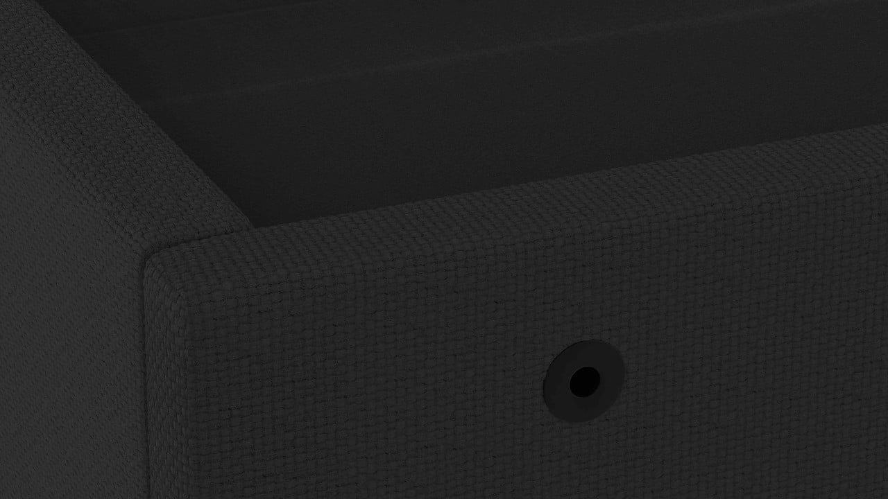 Close-up of the dark blue-gray upholstery on the FORM Upholstered Foundation