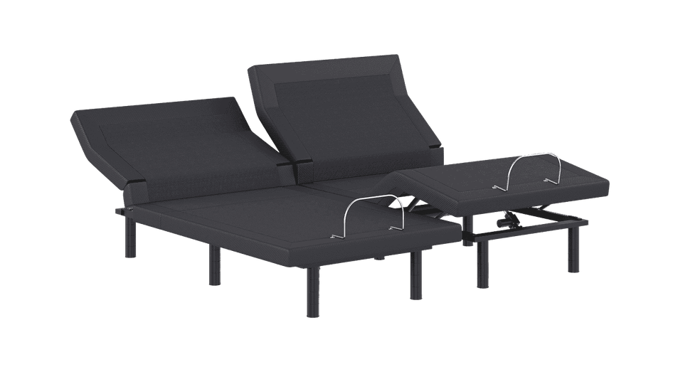 FORM Adjustable Bed Base in the flat position, three-quarter view