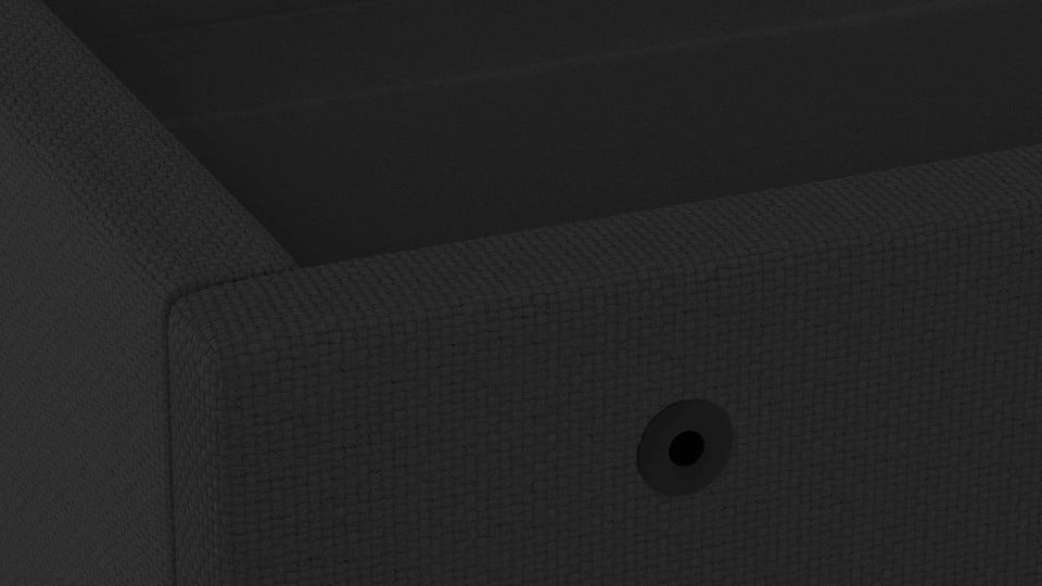 Close-up of the dark blue-gray upholstery on the FORM Upholstered Foundation