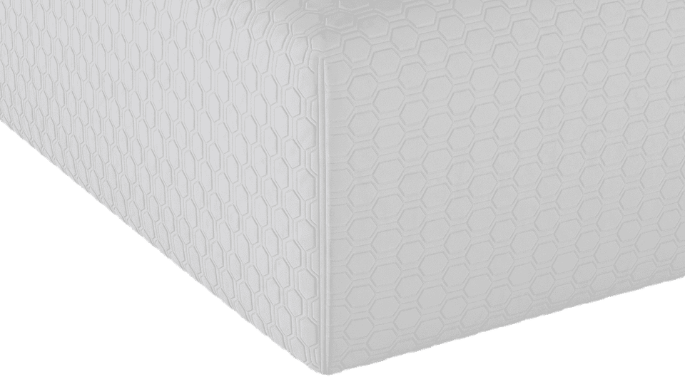Close-up of the white nylon and polyester knit on the FORM Mattress Protector
