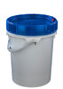 LIFE LATCH® NEW GENERATION 5 GALLON PLASTIC PAIL WITH BLUE SCREW TOP LID – WHITE