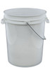 5 Gallon Plastic Pail, Carry Handles, 70 mil – White