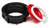 2 Inch Black/Red HDPE 3-Piece Buttress Dust Cap for IBC Valves, PE Foam