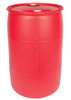 55 GALLON PLASTIC DRUM, CLOSED HEAD, UN RATED, FITTINGS - RED