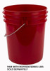 RIGHTPAIL 5 GALLON PLASTIC PAIL, OPEN HEAD, METAL HANDLE – RED