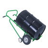 4 WHEEL PLASTIC DRUM TRUCK WITH BRAKES - STEEL FRAME - SOLID RUBBER WHEELS