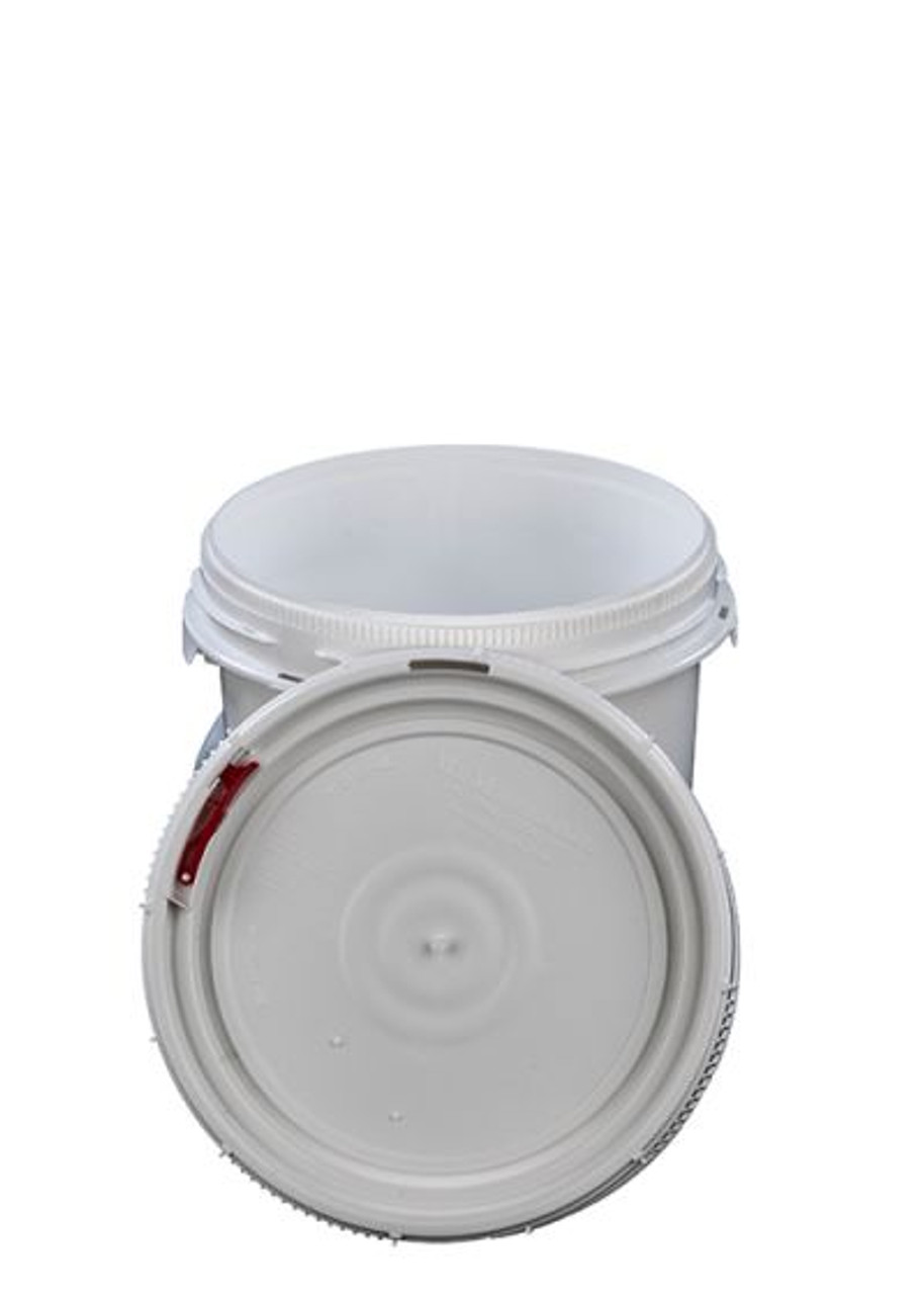 LIFE LATCH® NEW GENERATION 1.25 GALLON PLASTIC PAIL WITH WHITE SCREW TOP LID – WHITE