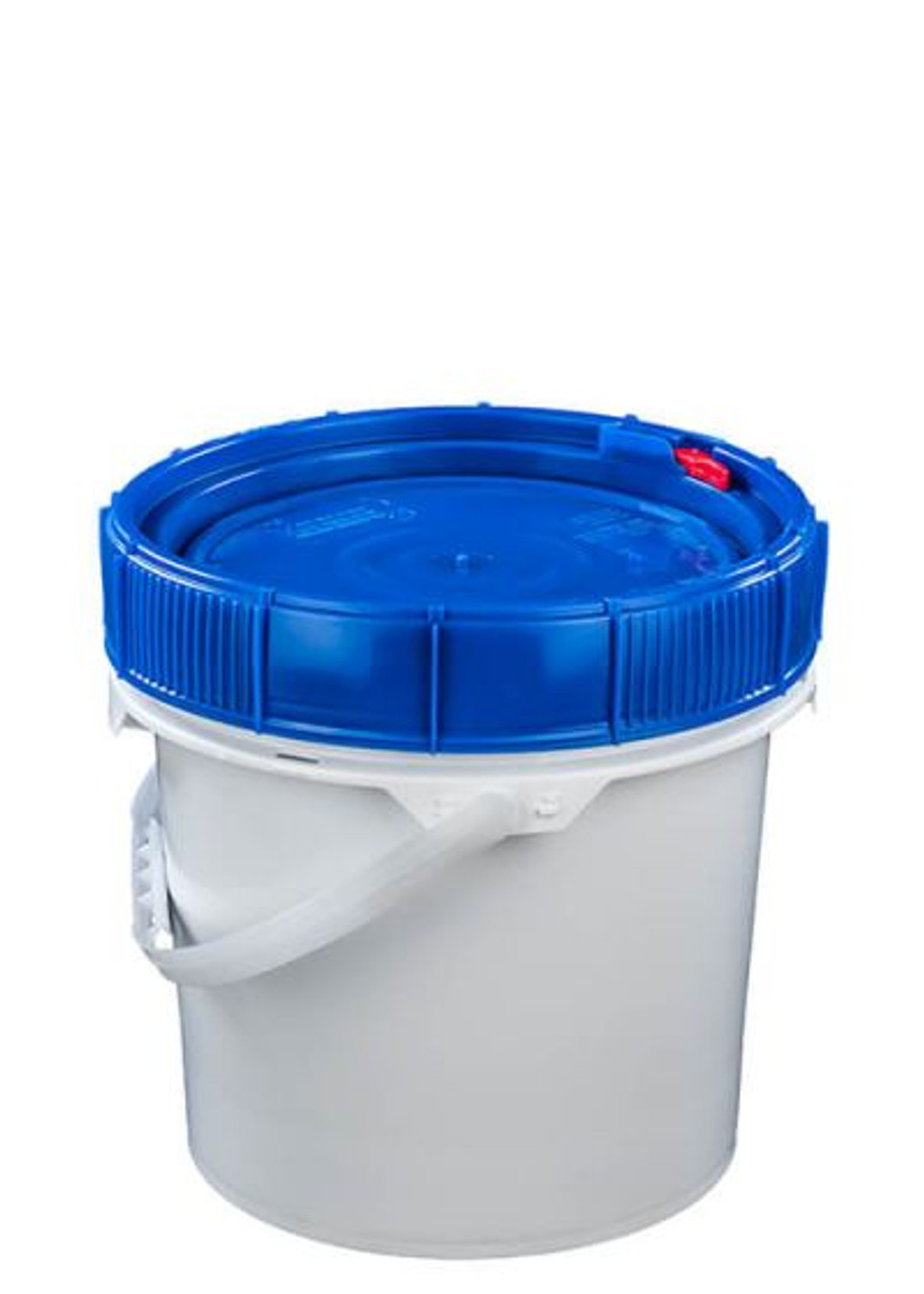 LIFE LATCH® NEW GENERATION 3.5 GALLON PLASTIC PAIL WITH BLUE SCREW TOP LID  – WHITE