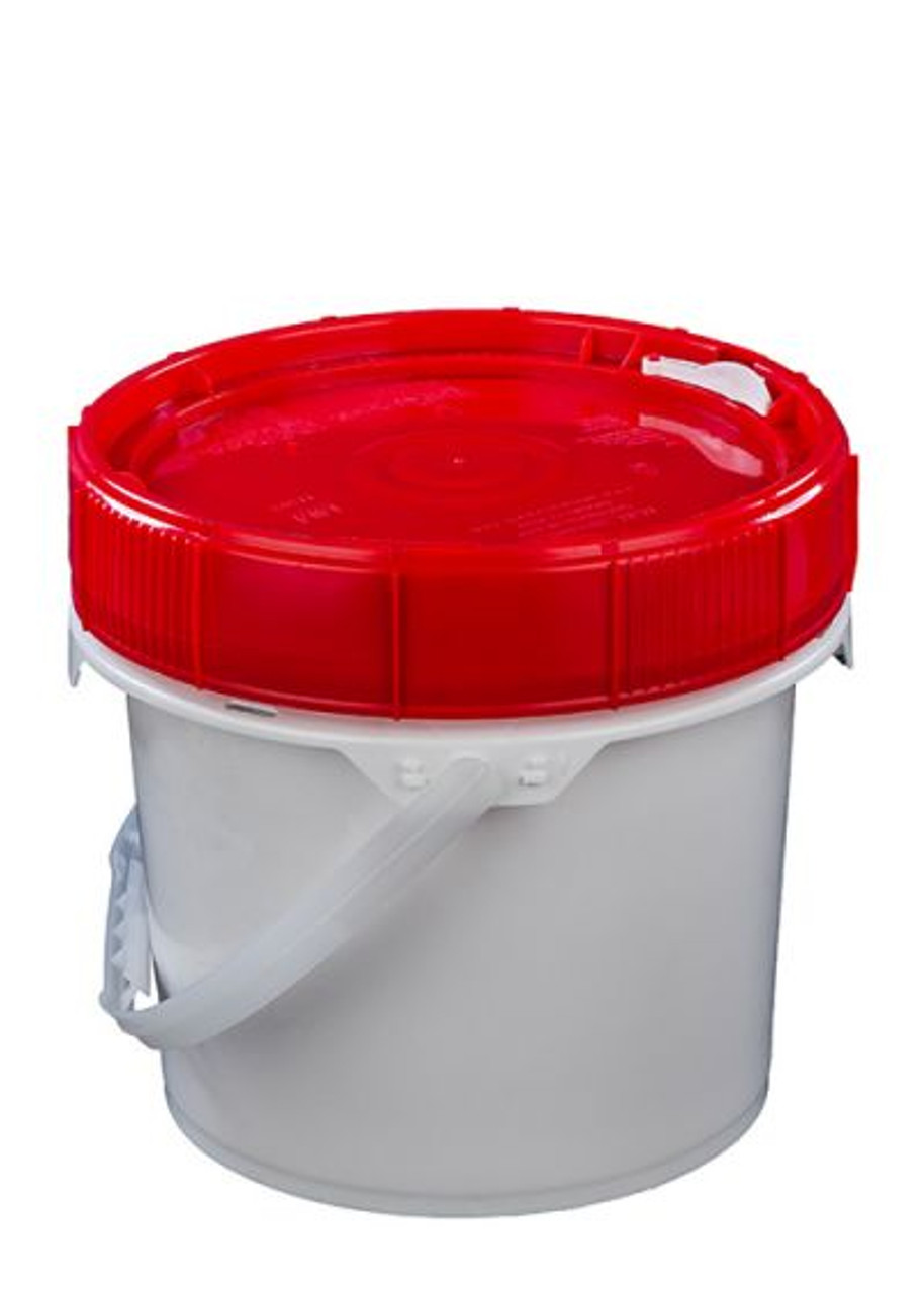 LIFE LATCH® NEW GENERATION 2.5 GALLON PLASTIC PAIL WITH RED SCREW TOP LID – WHITE