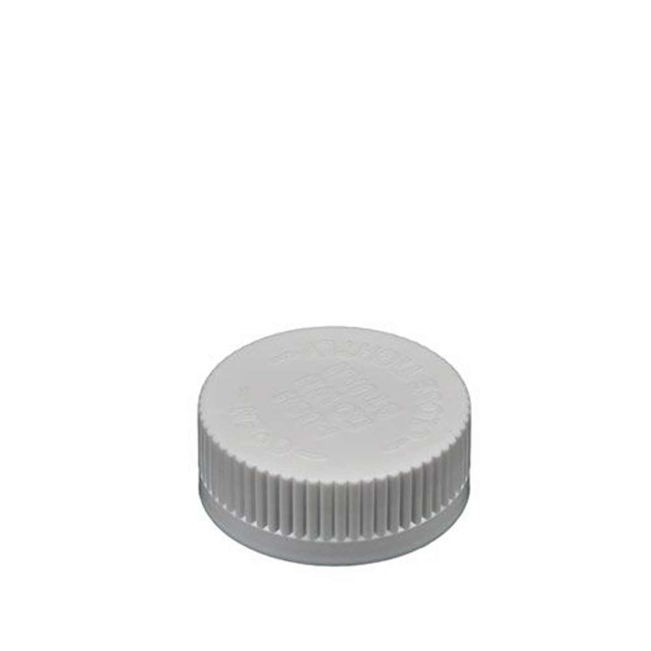 WHITE CHILD RESISTANT POLYPROPYLENE CAP - 38MM