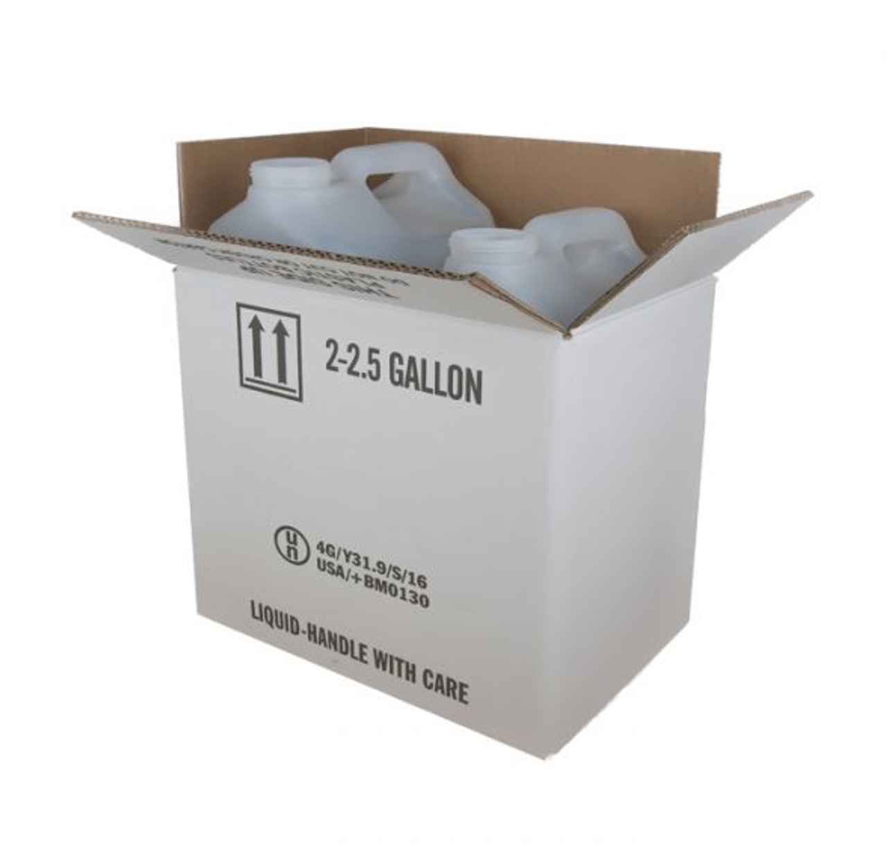 Pack of 4 1 Gallon White HDPE Plastic F-Style Bottle with Cap and Shipping Box 