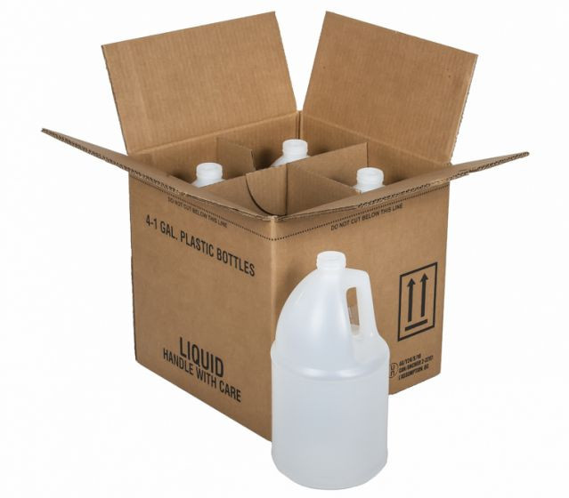 1 GALLON NATURAL HDPE ROUND BOTTLES WITH SHIPPING BOX