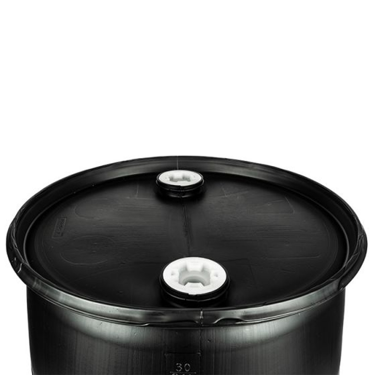 30 Gallon Closed Head Plastic Drum, UN Rated, Fittings - Black