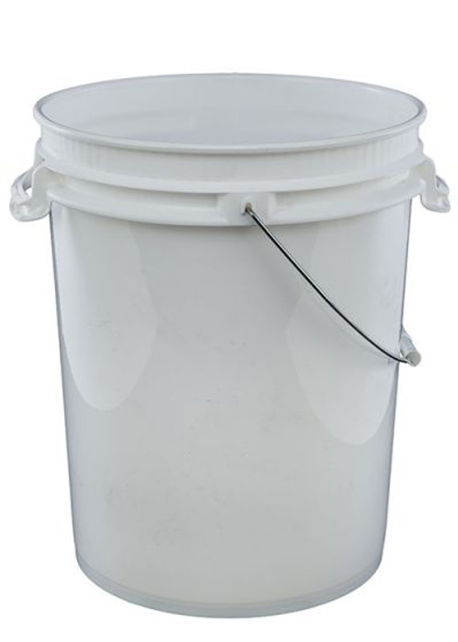5 Gallon Plastic Pail, Carry Handles, 70 mil – White