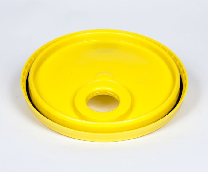 Plastic Pail Lid with Screw Cap Opening - Yellow