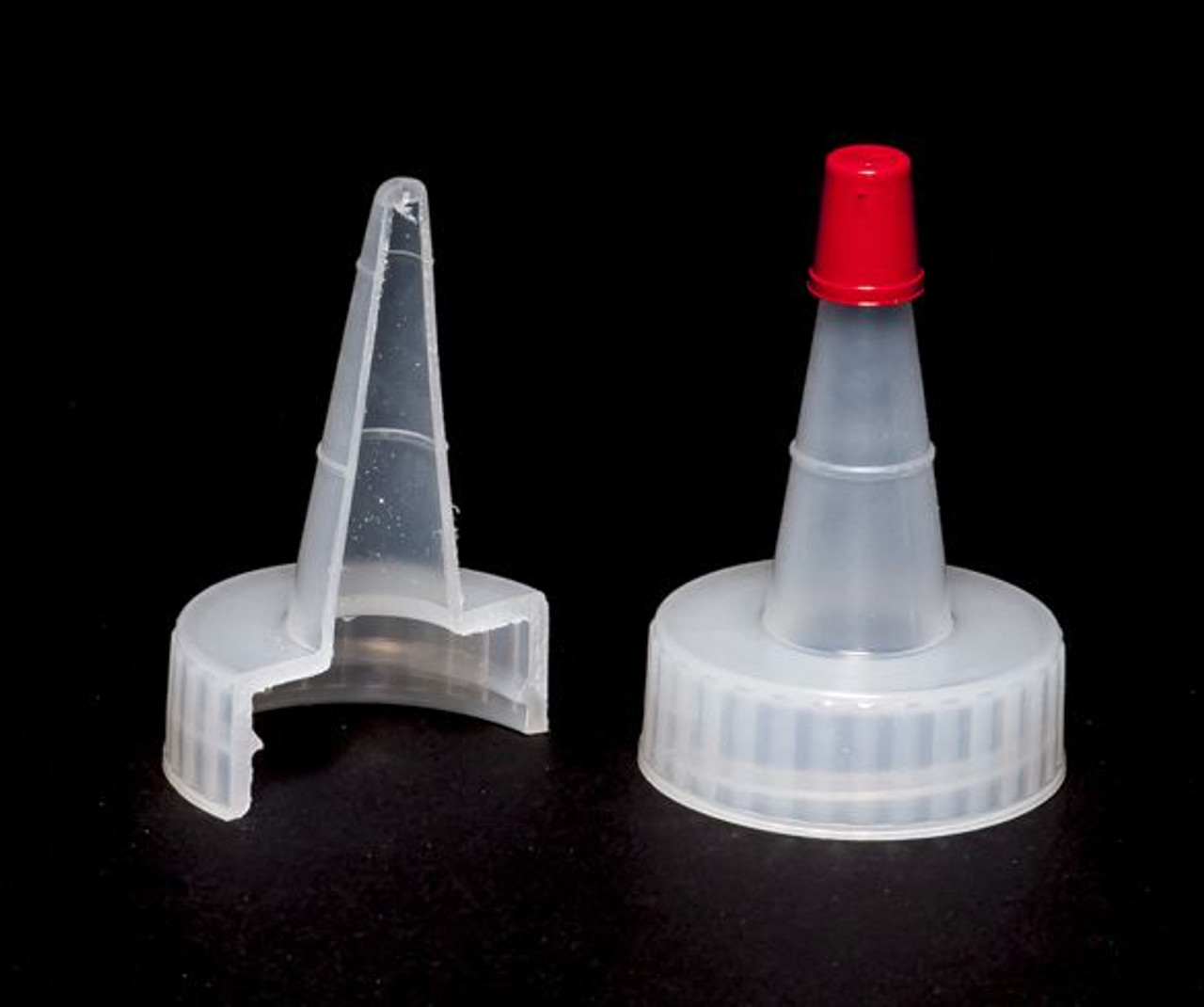 1/2 oz Natural LDPE Boston Round Bottles w/ Spout and Red Tip Cap