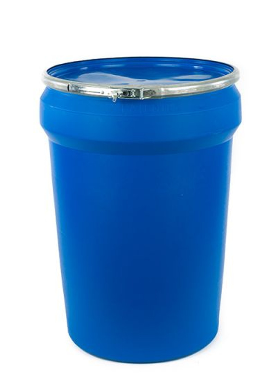 30 Gallon Tapered Plastic Drum Open Head Un Rated Lever Lock Blue 1390