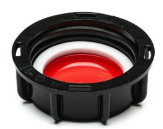 2 Inch Black/Red HDPE 3-Piece Buttress Dust Cap for IBC Valves, PE Foam