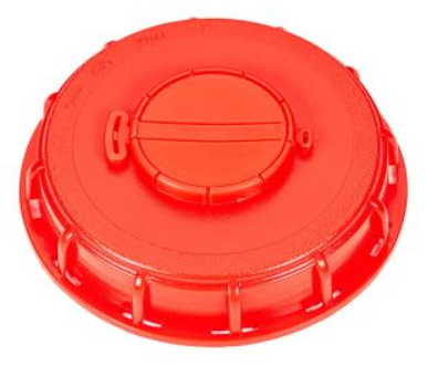 6 Inch Red HDPE Fill Port Lid, 2 Inch NPT Vented Bung, TPE Gasket