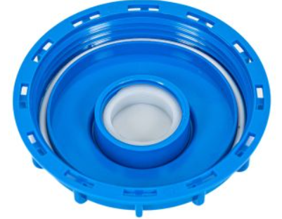 6 Inch Blue HDPE Fill Port Lid, 2 Inch Buttress Bung, TPE Gasket