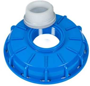 6 Inch Blue HDPE Fill Port Lid, 2 Inch Buttress Bung, TPE Gasket