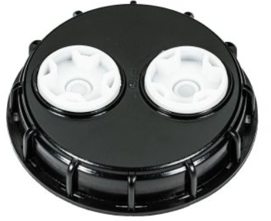 6 Inch Black HDPE Fill Port Lid, 2 Inch NPT Bungs, TPE Gasket
