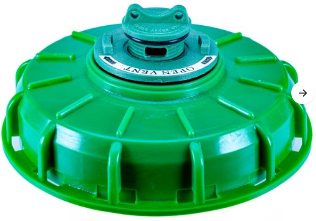 6 Inch Green HDPE Fill Port Lid, NPS Manual Vent, Silicone Gasket