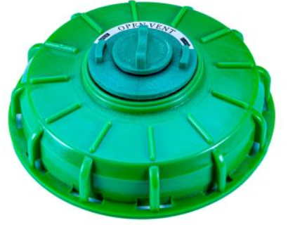 6 Inch Green HDPE Fill Port Lid, NPS Manual Vent, Silicone Gasket