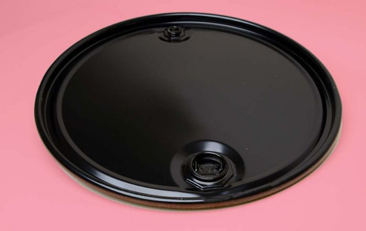 55 GALLON STEEL DRUM COVER WITH FITTINGS - 18 GAUGE