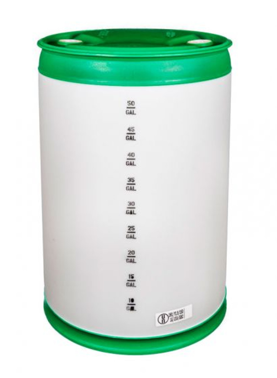 55 GALLON PLASTIC DRUM, CLOSED HEAD, UN, GRADUATION MARKS - GREEN