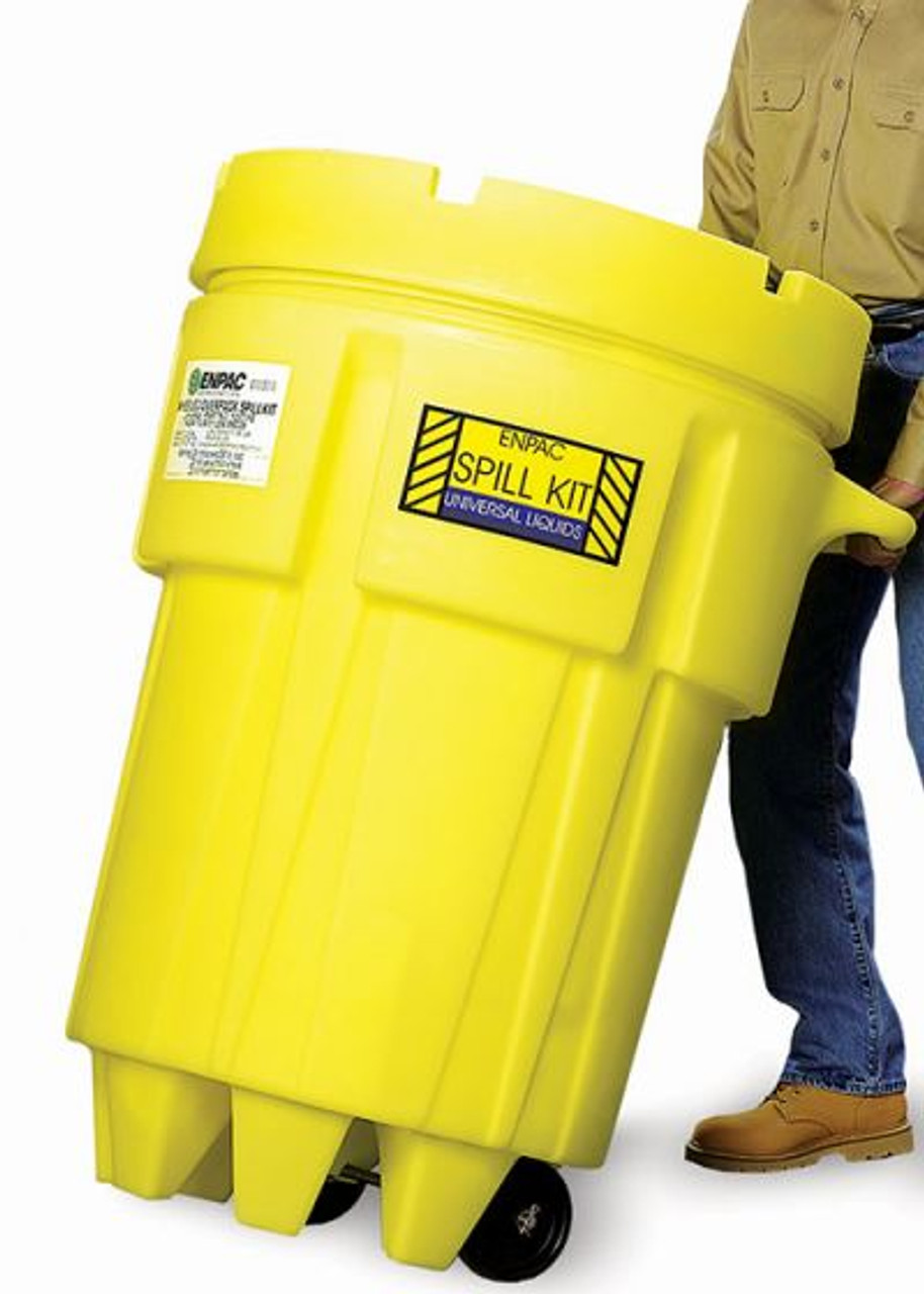 95 GALLON PLASTIC SALVAGE OVERPACK DRUM, WHEELED