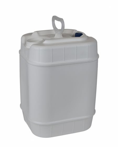 WHITE 5 GALLON RECTANGULAR PLASTIC PAIL, CLOSED HEAD, HANDLE
