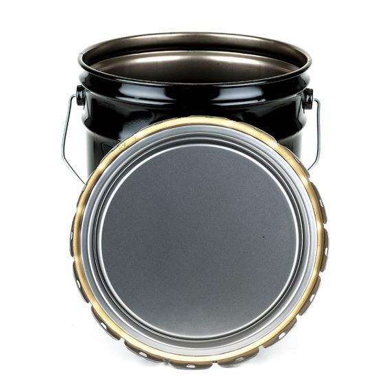 5 GALLON STEEL PAIL, OPEN HEAD, LUG COVER - BLACK