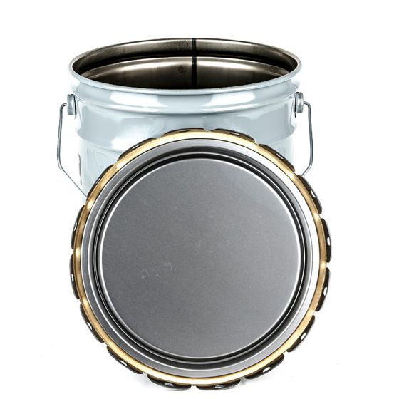 5 GALLON STEEL PAIL, OPEN HEAD, LUG COVER - GRAY