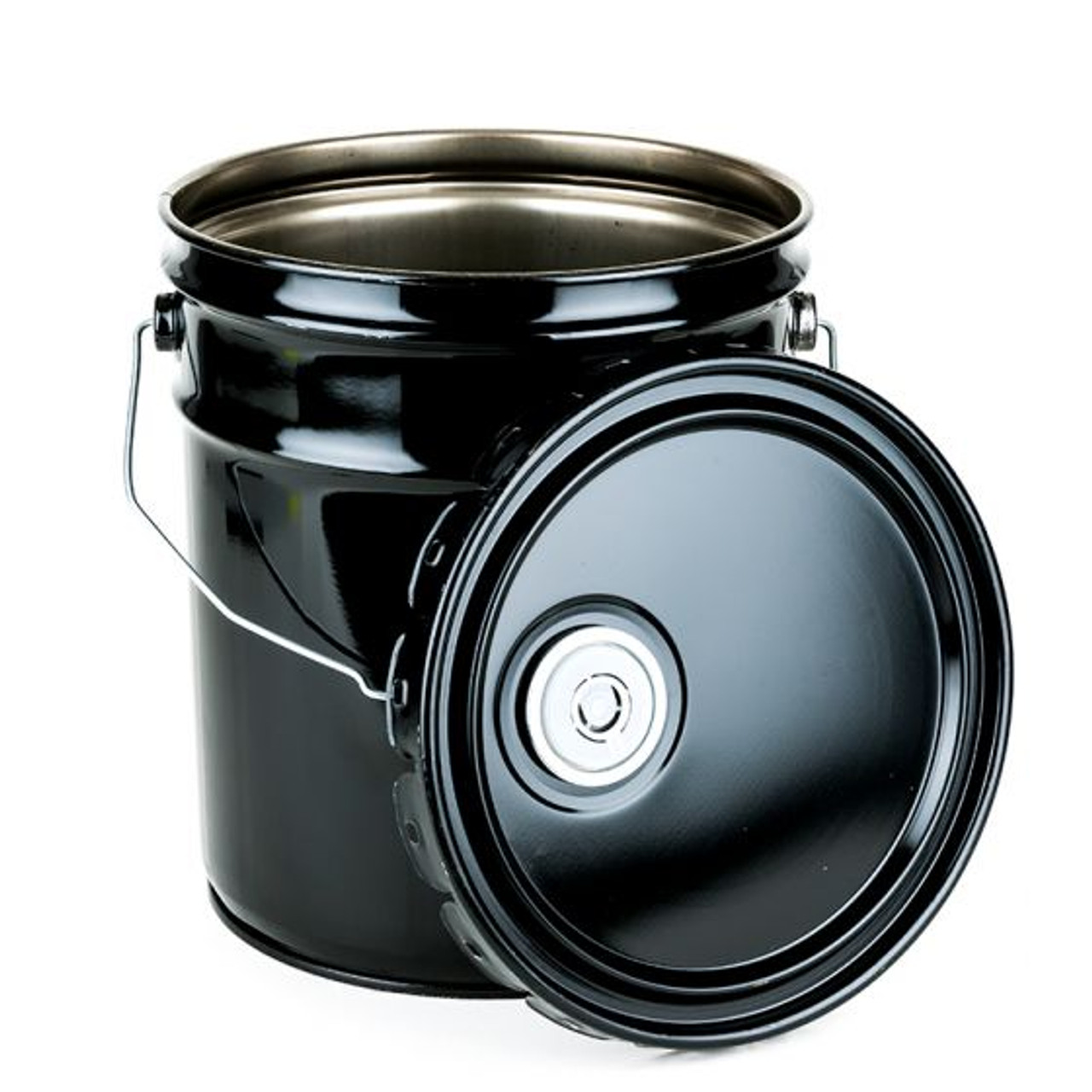 5 GALLON STEEL PAIL, OPEN HEAD, LUG, FLEXSPOUT® OPENING, 28 GAUGE - BLACK