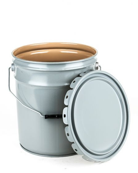 5 GALLON STEEL PAIL, OPEN HEAD, PLAIN LUG COVER - GRAY