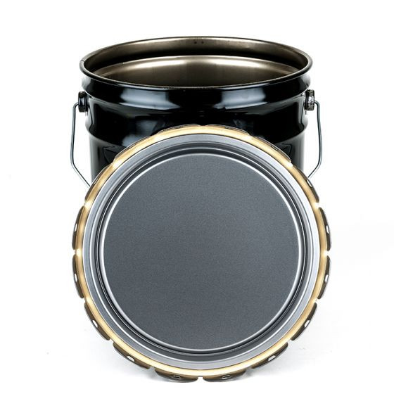 5 GALLON STEEL PAIL, OPEN HEAD, LUG COVER/BLACK