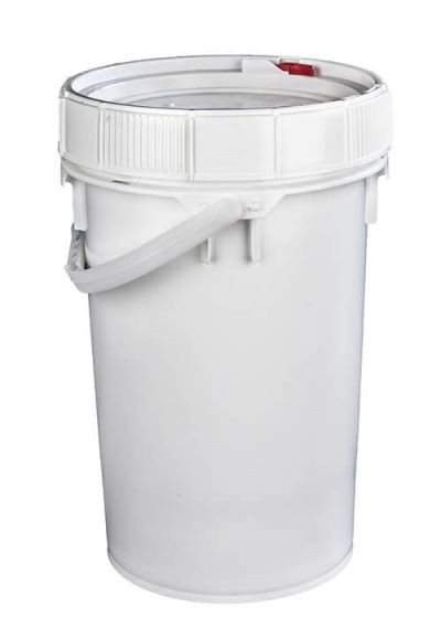 LIFE LATCH ® 6.5 GALLON PLASTIC PAIL, WHITE SCREW TOP LID WHITE