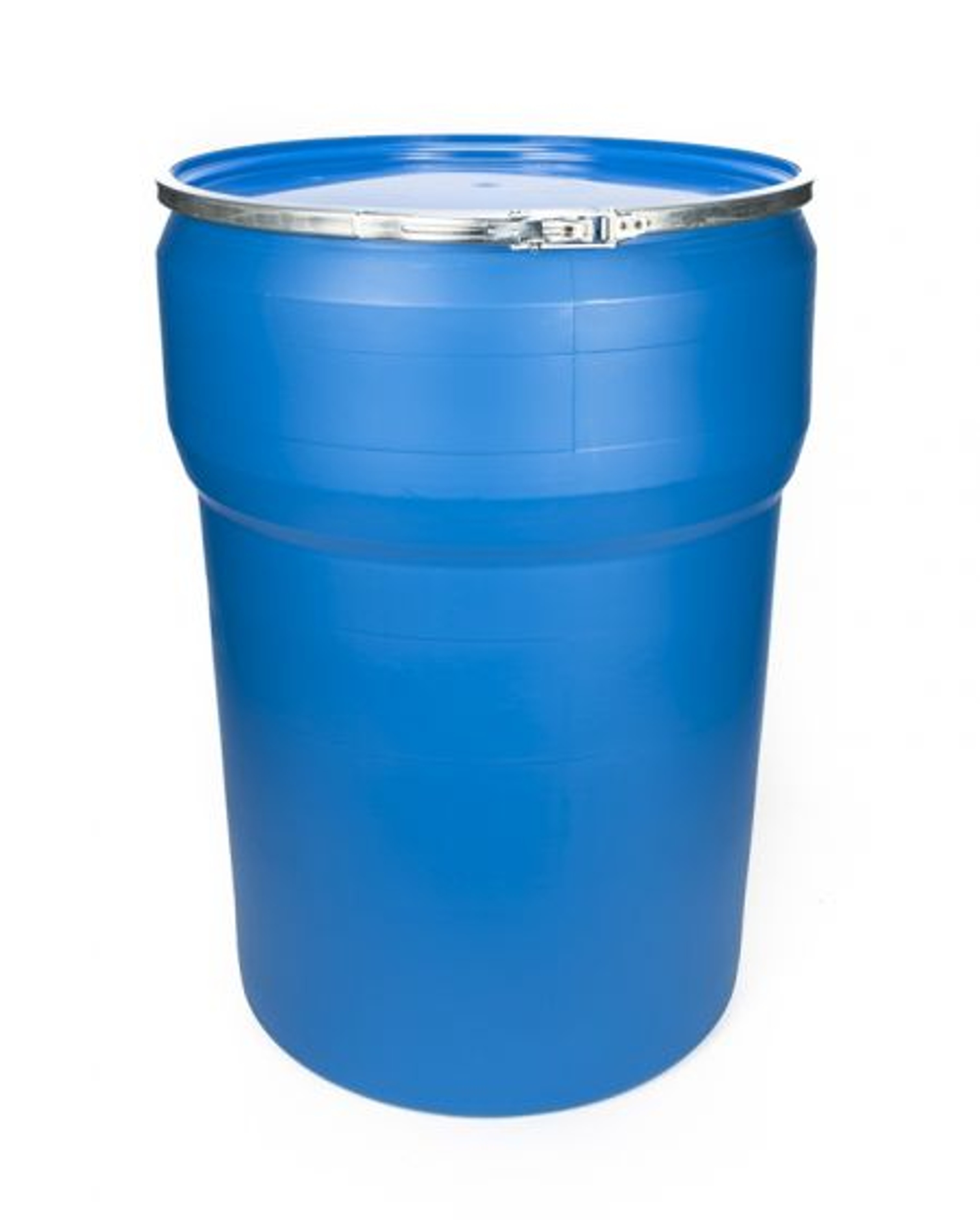 30 Gallon Tapered Plastic Drum Open Head Un Rated Lever Lock Blue 4048