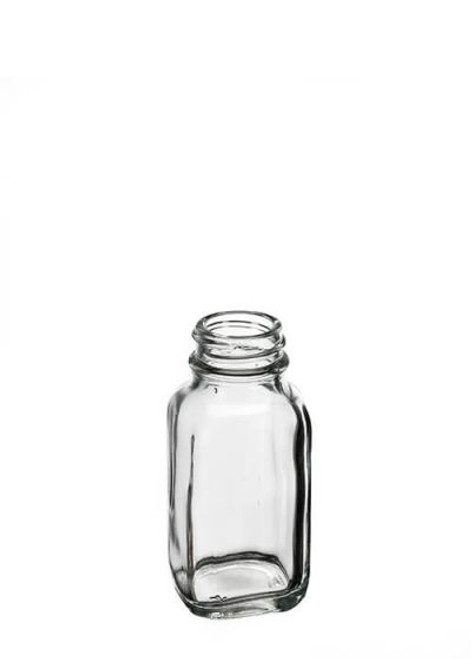 8 oz Clear Glass French Square Bottle - Wholesale, 84/case, Clear Type III BPA Free 43-400