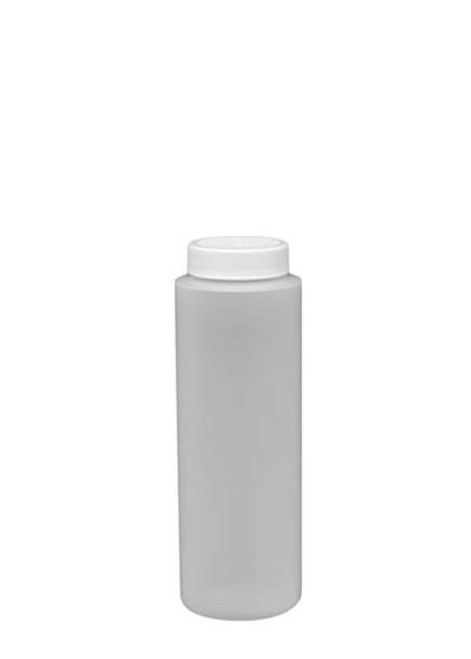 8 OZ NATURAL WIDE MOUTH PLASTIC CYLINDER BOTTLE WITH CAP