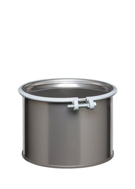 5 GALLON STAINLESS STEEL DRUM, OPEN HEAD, UN RATED, BOLT RING