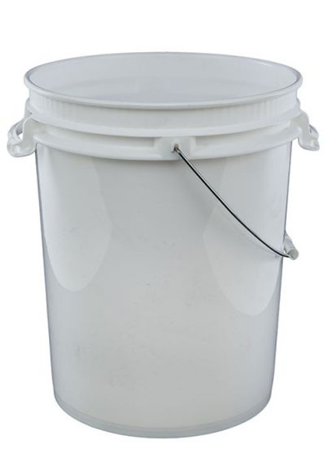 5 Gallon Plastic Pail, Carry Handles, 70 mil – White