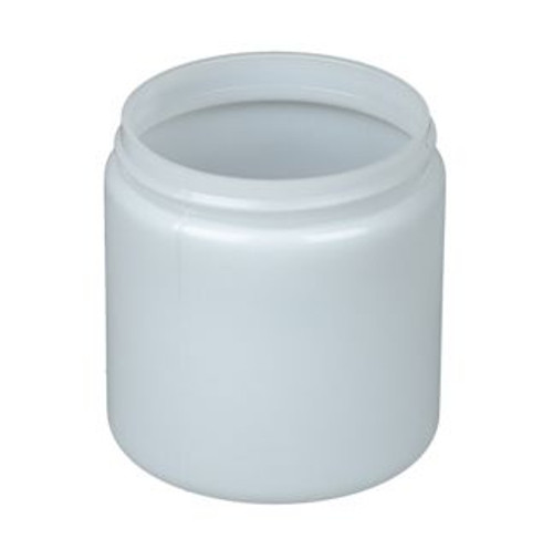 64 oz. (1/2 Gallon) White HDPE Plastic Round Container w/ Plastic Handle,  L607