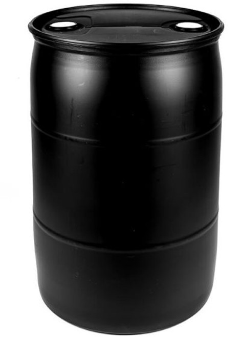 55 GALLON PLASTIC DRUM - CLOSED HEAD, UN RATED, FITTINGS – BLACK