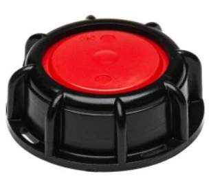 2 Inch Black/Red HDPE 3-Piece Buttress Dust Cap for IBC Valves, PE Foam
